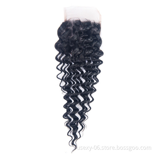 Best Quality 10A Grade 4x4 Cuticle Aligned Deep Wave Raw Brazilian Virgin Hair Lace Closure